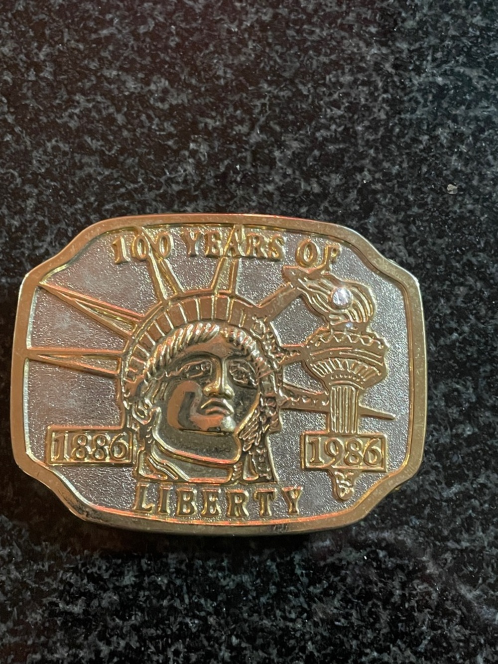 Vintage 100 Years of Liberty Commemorative Belt Buckle - Gold & Silver Tone